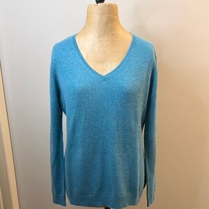Ann Taylor Cashmere Teal V-Neck Sweater